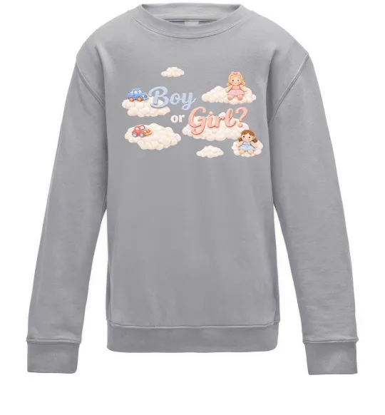 Детский Свитшот Boy or girl хмаринки Серый меланж фото