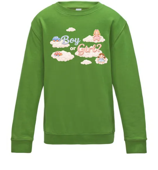 Детский Свитшот Boy or girl хмаринки Лаймовый фото