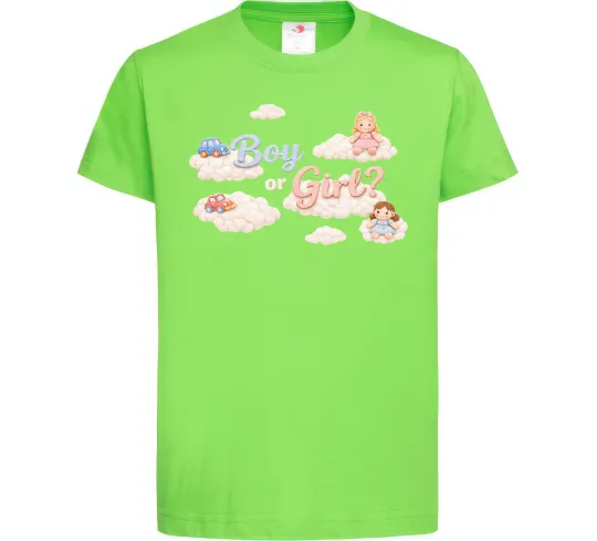 Детская футболка Boy or girl хмаринки Лаймовый фото