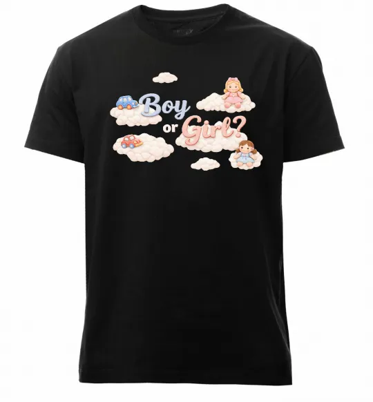 Мужская премиум футболка Boy or girl хмаринки Черный фото