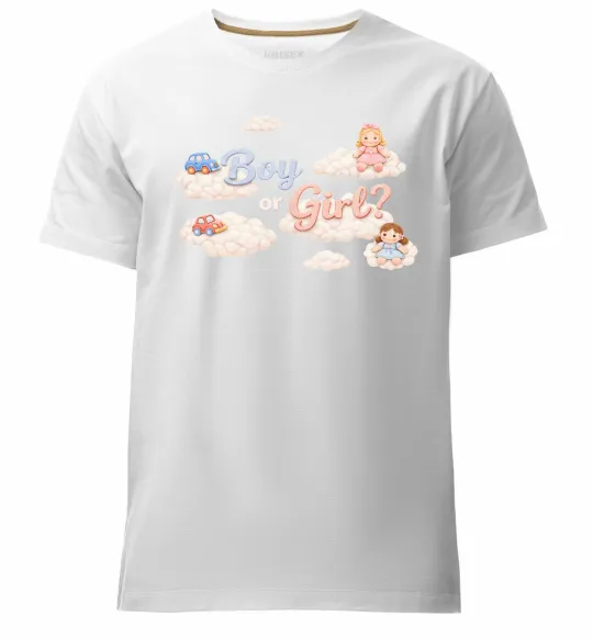 Мужская премиум футболка Boy or girl хмаринки Белый фото