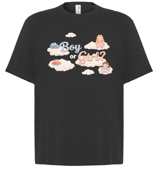 Футболка Оверсайз Boy or girl хмаринки Черный фото