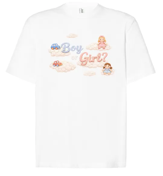 Футболка Оверсайз Boy or girl хмаринки Белый фото