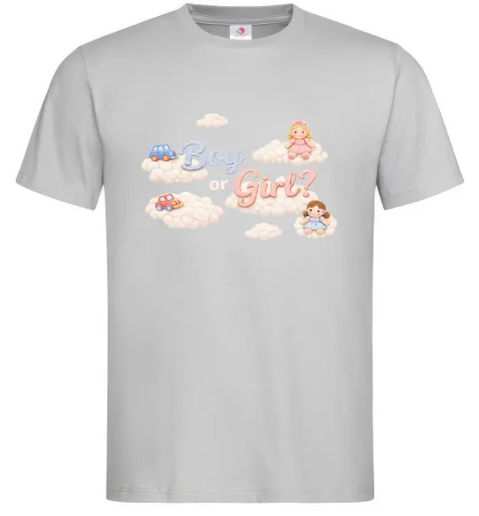 Мужская футболка Boy or girl хмаринки Серый фото