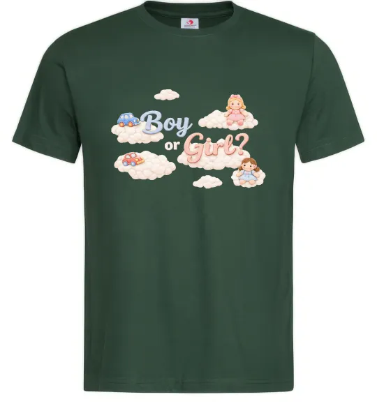 Мужская футболка Boy or girl хмаринки Темно-зеленый фото