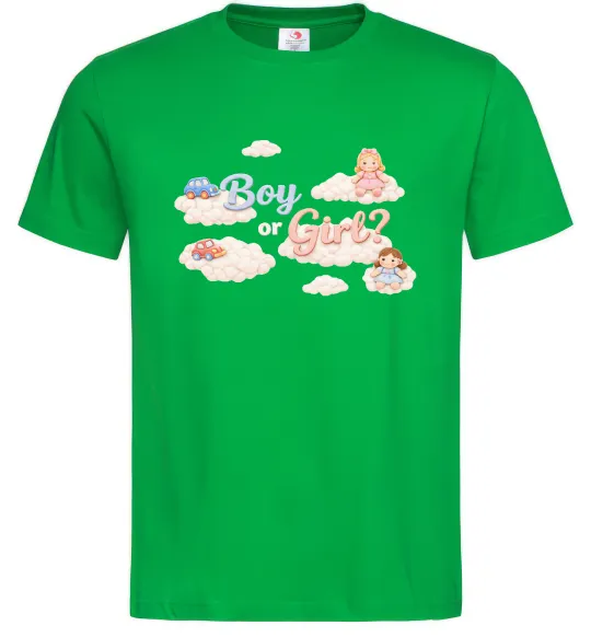 Мужская футболка Boy or girl хмаринки Зеленый фото