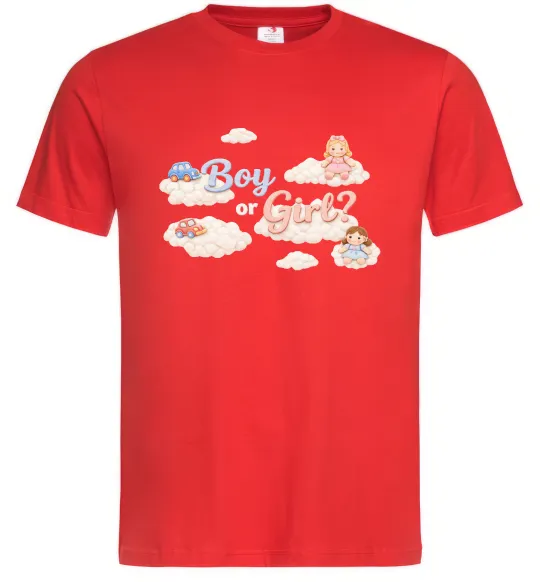 Мужская футболка Boy or girl хмаринки Красный фото
