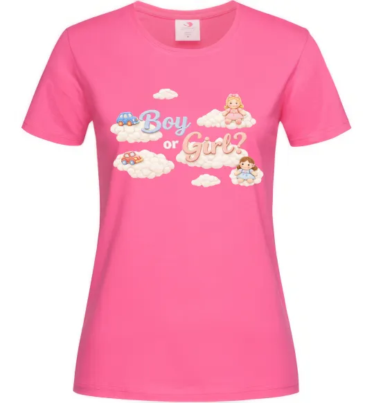 Женская футболка Boy or girl хмаринки Ярко-розовый фото