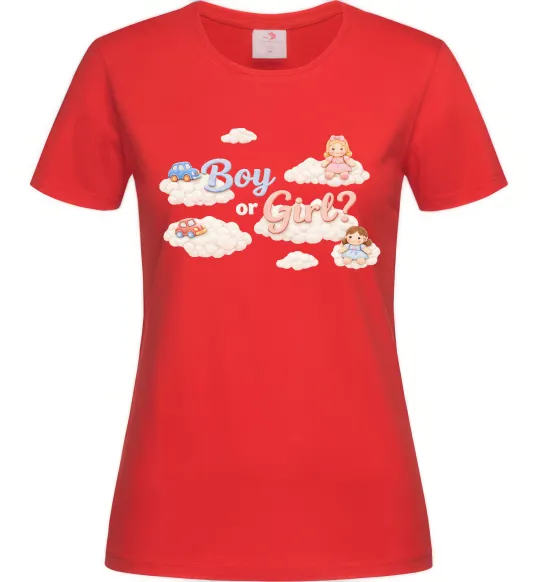Женская футболка Boy or girl хмаринки Красный фото