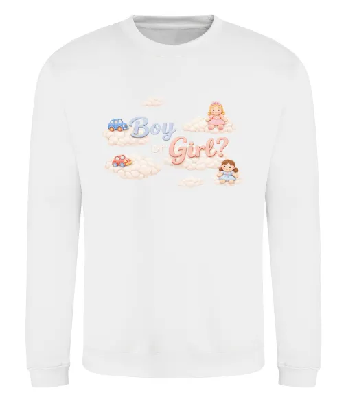 Світшот Boy or girl хмаринки Білий фото