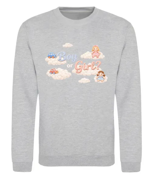 Світшот Boy or girl хмаринки Сірий меланж фото