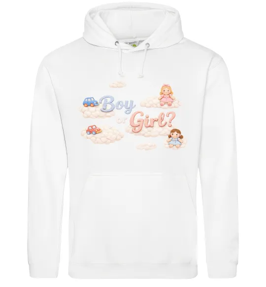 Мужская толстовка (худи) Boy or girl хмаринки Белый фото