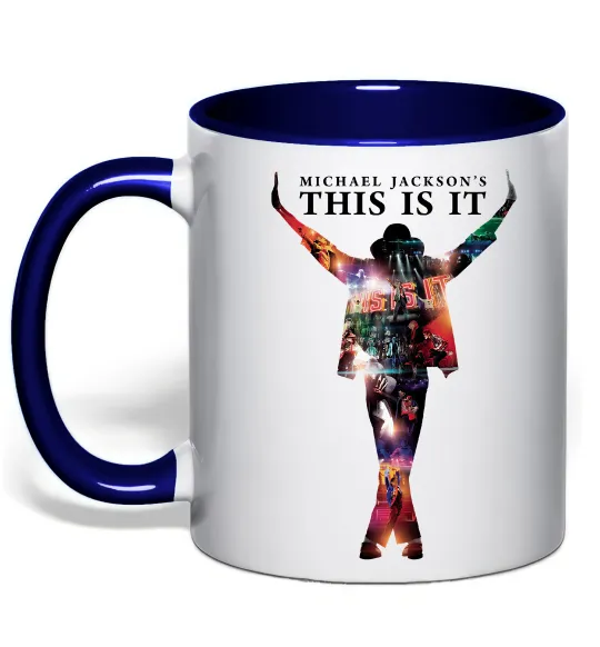 Чашка з кольоровою ручкою This is it Michael Jackson Глибокий темно-синій фото