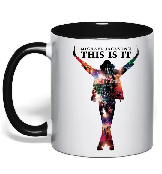 Чашка з кольоровою ручкою This is it Michael Jackson Чорний фото