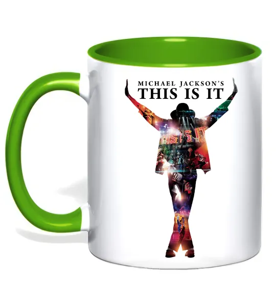 Чашка з кольоровою ручкою This is it Michael Jackson Лаймовий фото