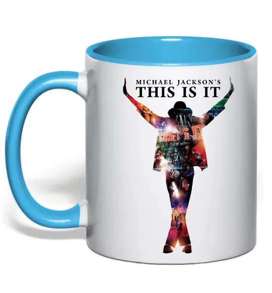 Чашка з кольоровою ручкою This is it Michael Jackson Блакитний фото