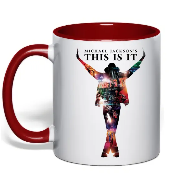 Чашка з кольоровою ручкою This is it Michael Jackson Червоний фото
