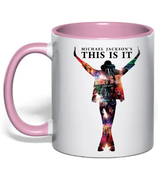 Чашка з кольоровою ручкою This is it Michael Jackson Ніжно рожевий фото