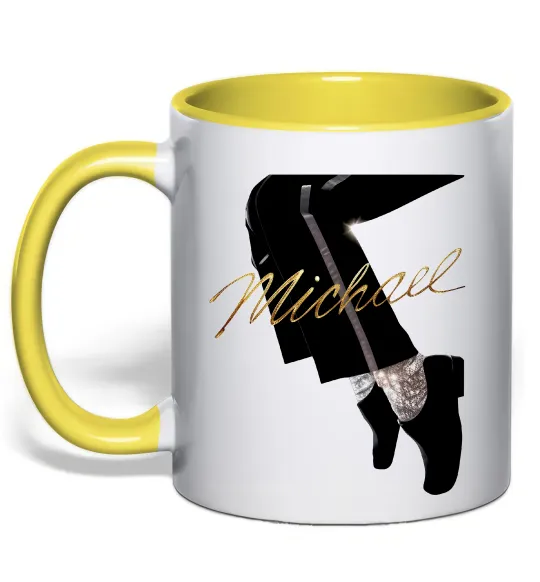 Чашка з кольоровою ручкою Michael Лимонний фото