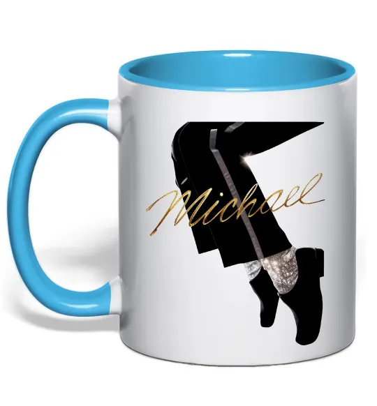 Чашка з кольоровою ручкою Michael Блакитний фото