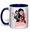 Чашка з кольоровою ручкою Michael Jackson колаж Глибокий темно-синій фото