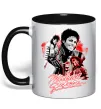 Чашка з кольоровою ручкою Michael Jackson колаж Чорний фото