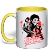 Чашка з кольоровою ручкою Michael Jackson колаж Лимонний фото