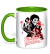 Чашка з кольоровою ручкою Michael Jackson колаж Лаймовий фото