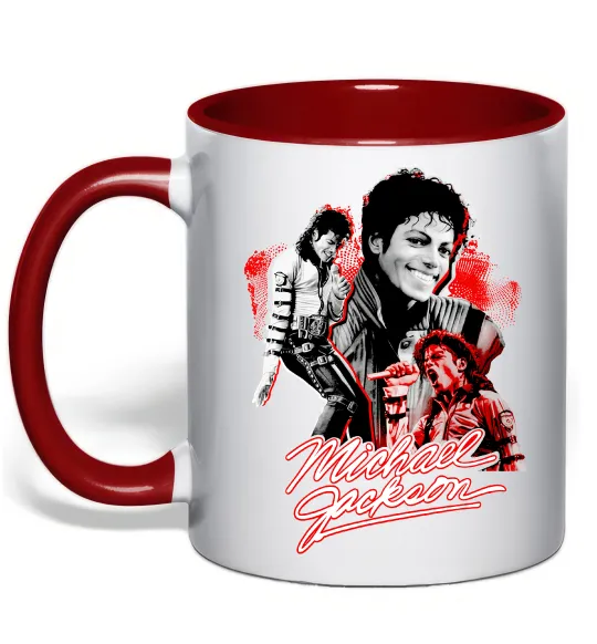 Чашка з кольоровою ручкою Michael Jackson колаж Червоний фото