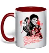 Чашка з кольоровою ручкою Michael Jackson колаж Червоний фото