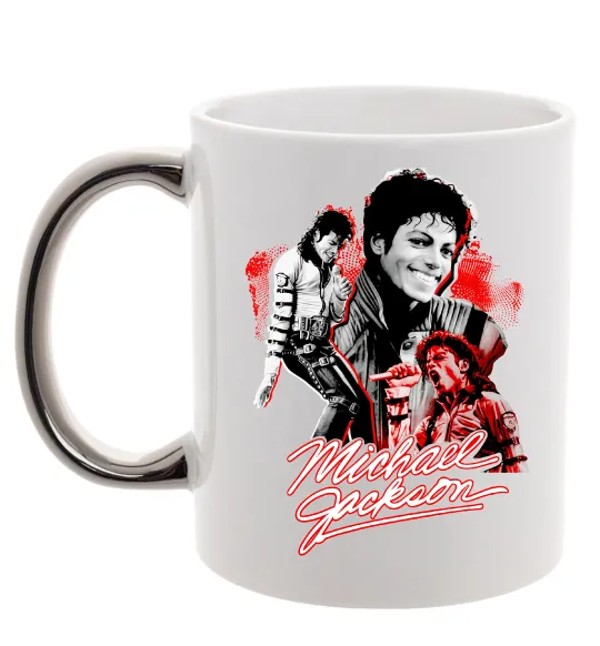 Чашка з кольоровою ручкою Michael Jackson колаж Срібло фото