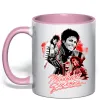 Чашка з кольоровою ручкою Michael Jackson колаж Ніжно рожевий фото