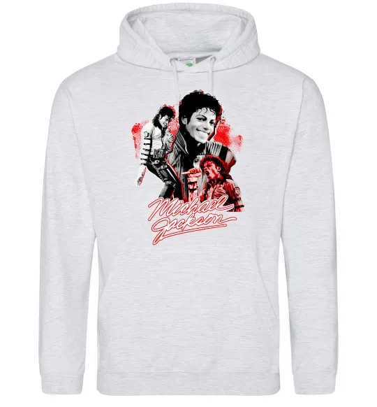 Чоловіча толстовка (худі) Michael Jackson колаж Сірий меланж фото