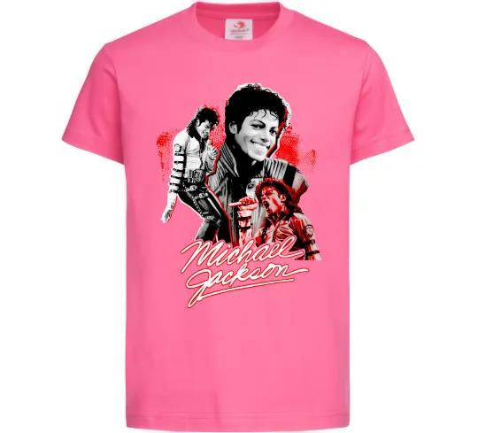 Дитяча футболка Michael Jackson колаж Яскраво-рожевий фото