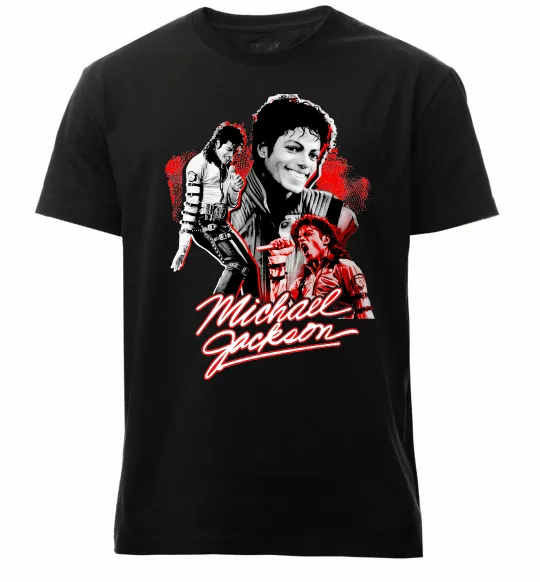 Чоловіча преміум футболка Michael Jackson колаж Чорний фото