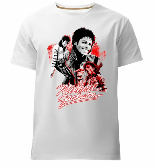 Чоловіча преміум футболка Michael Jackson колаж Білий фото