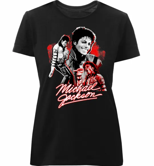 Жіноча преміум футболка Michael Jackson колаж Чорний фото