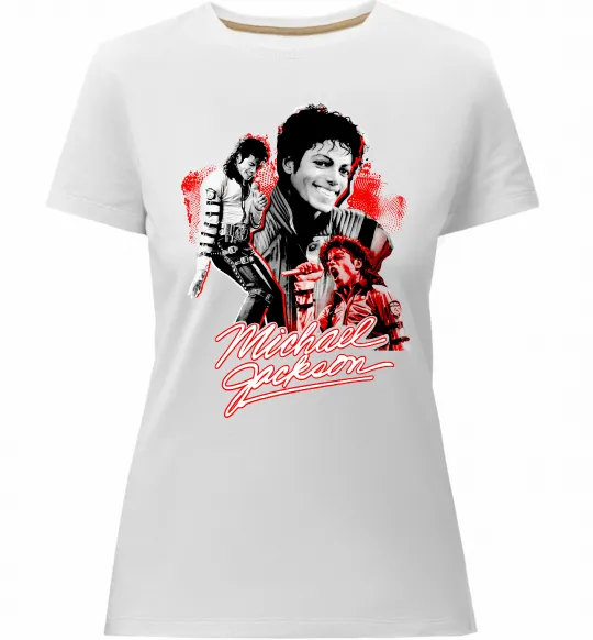 Жіноча преміум футболка Michael Jackson колаж Білий фото
