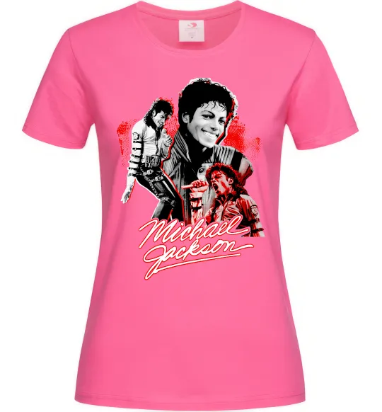 Жіноча футболка Michael Jackson колаж Яскраво-рожевий фото