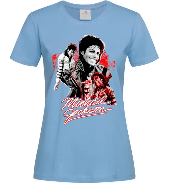 Жіноча футболка Michael Jackson колаж Блакитний фото
