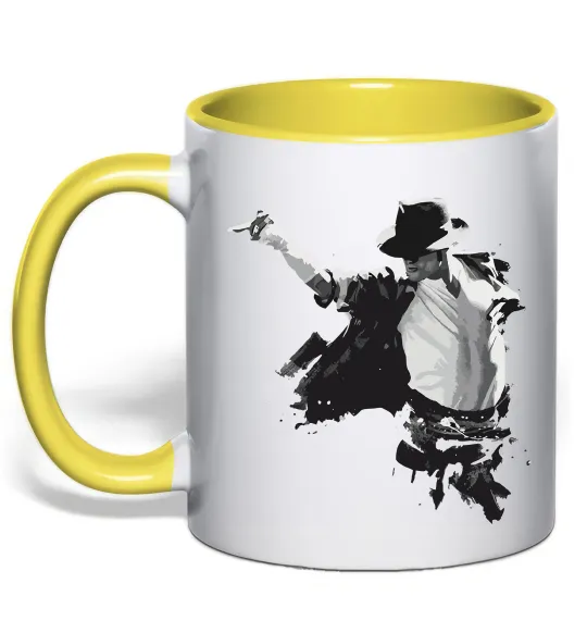 Чашка з кольоровою ручкою Freeze Pose Michael Jackson Лимонний фото