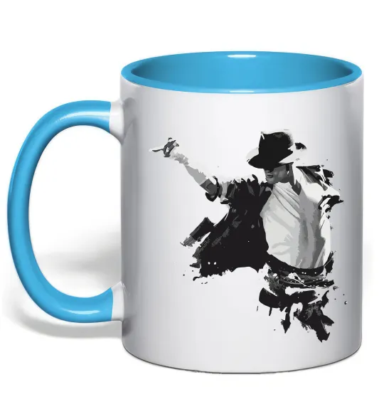 Чашка з кольоровою ручкою Freeze Pose Michael Jackson Блакитний фото