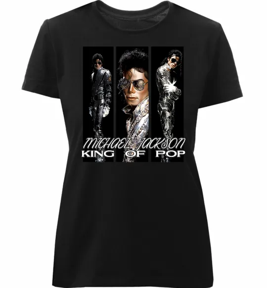 Жіноча преміум футболка King of pop Чорний фото