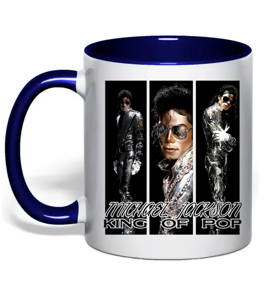Чашка з кольоровою ручкою King of pop Глибокий темно-синій фото