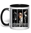 Чашка з кольоровою ручкою King of pop Чорний Чашка з кольоровою ручкою King of pop Чорний фото