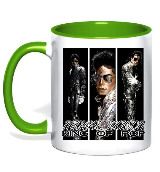 Чашка з кольоровою ручкою King of pop Лаймовий фото