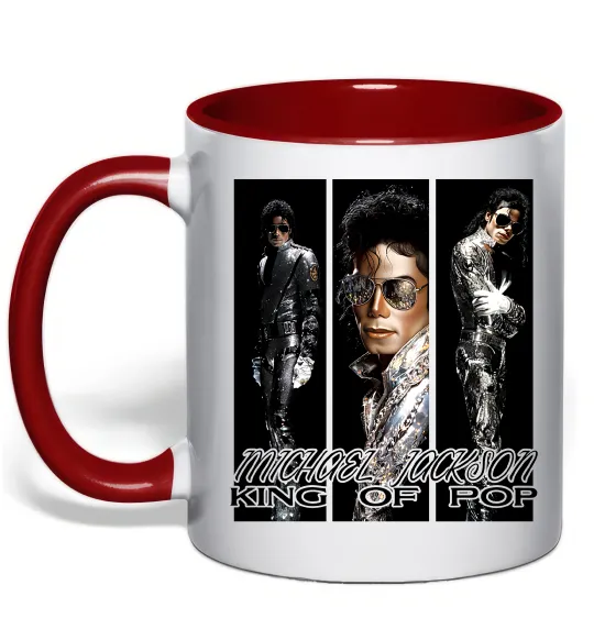 Чашка з кольоровою ручкою King of pop Червоний фото