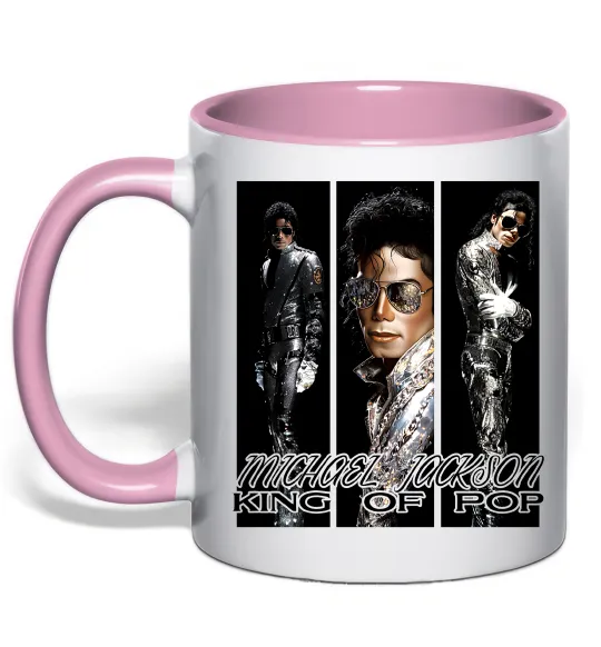 Чашка з кольоровою ручкою King of pop Ніжно рожевий фото