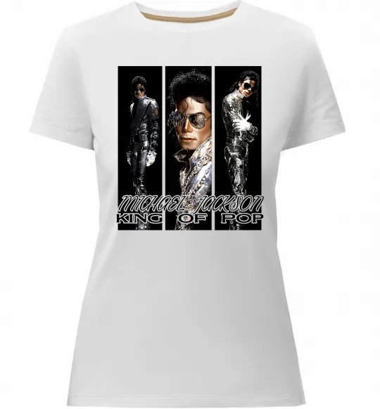Жіноча преміум футболка King of pop Білий фото