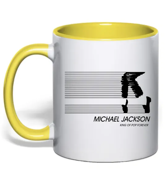 Чашка з кольоровою ручкою King of pop forever Лимонний фото